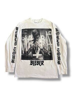 Justin Bieber Purpose World Tour 2016–2017 Long Sleeve Tee White Sz S